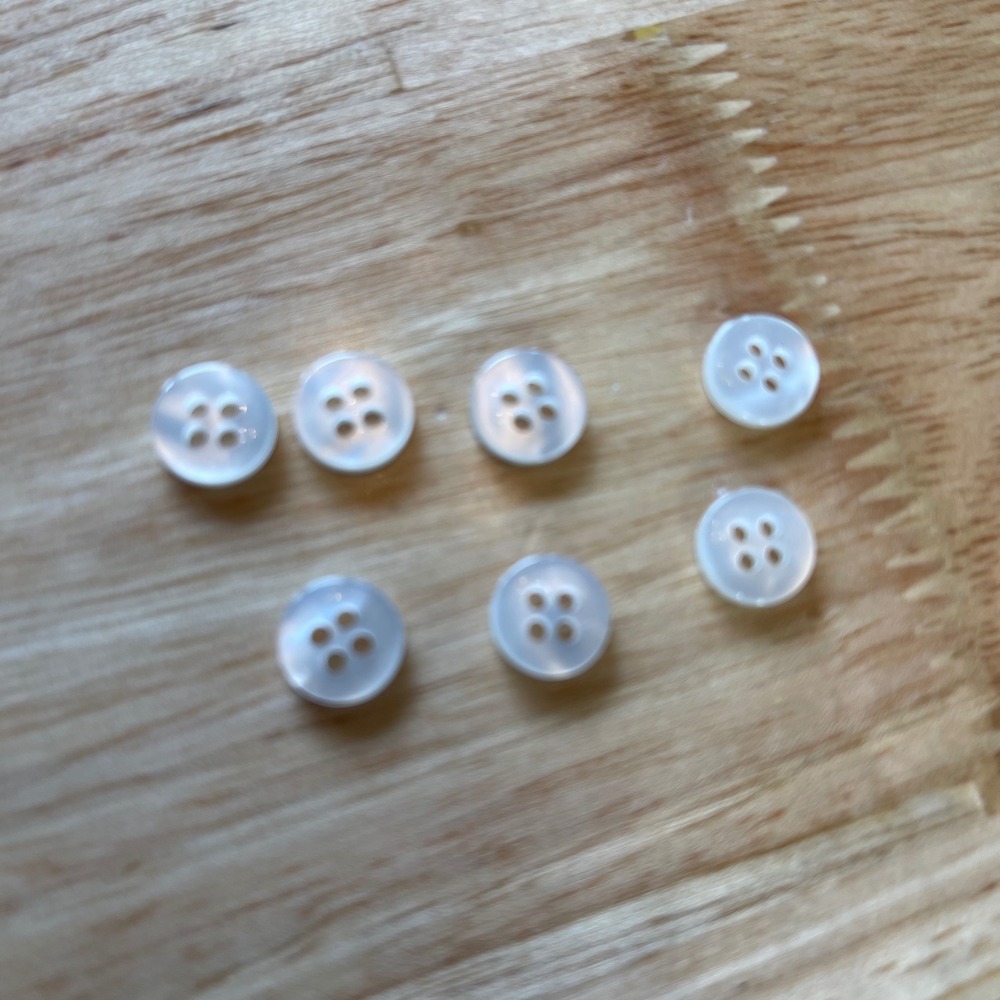 7pc Lauren Ralph Lauren White Mother of Pearl Buttons Etched Lauren Logo